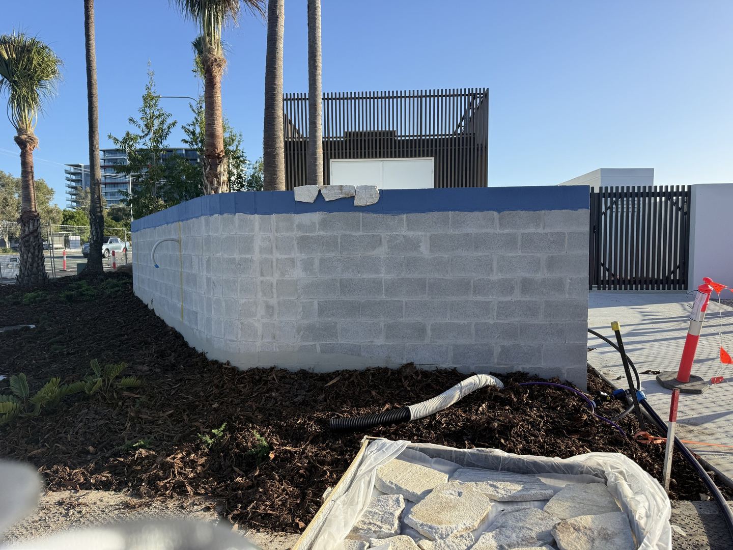 Natural stone feature wall installation