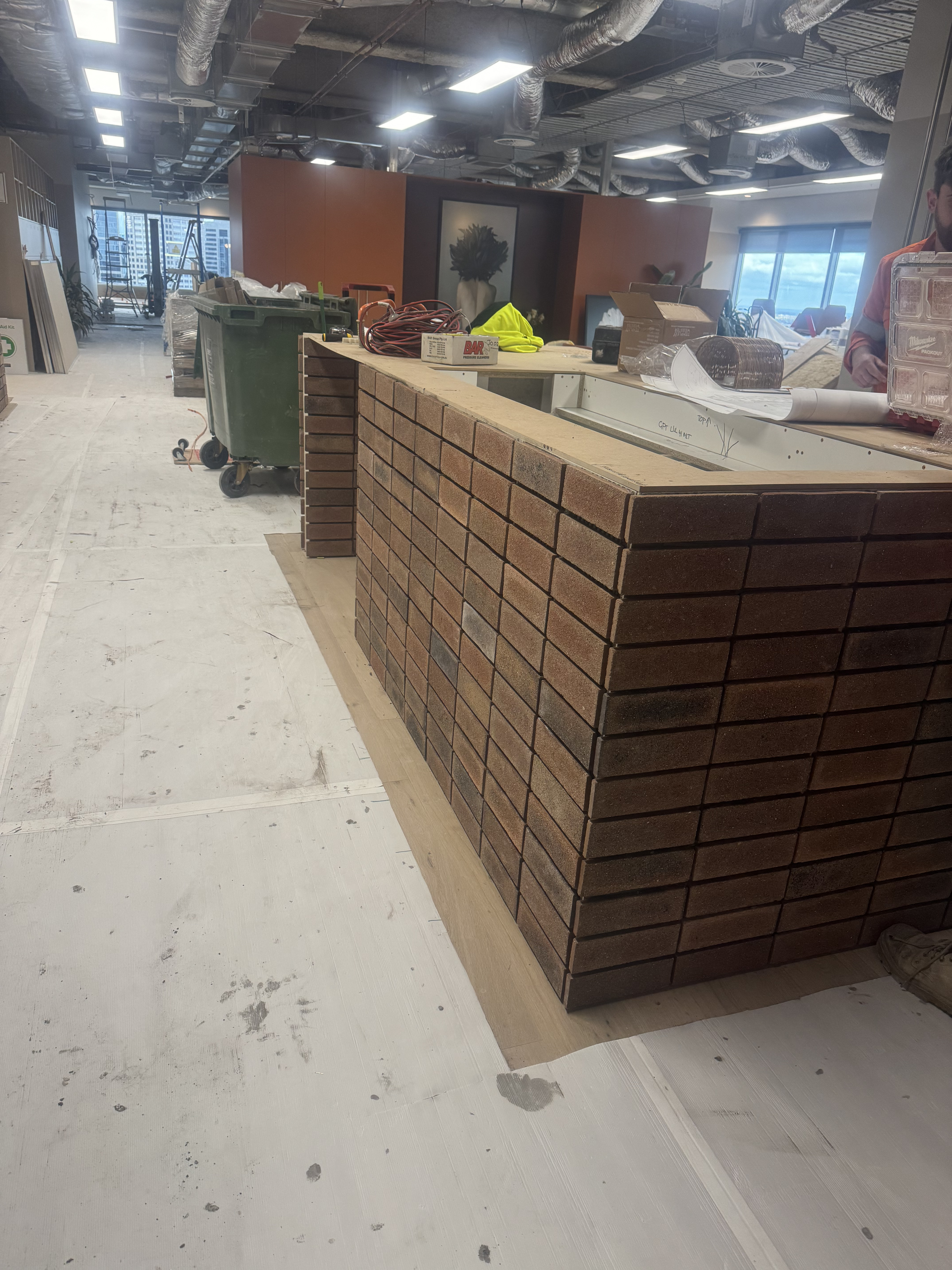 Commercial brick feature tiling in Melbourne, Victoria