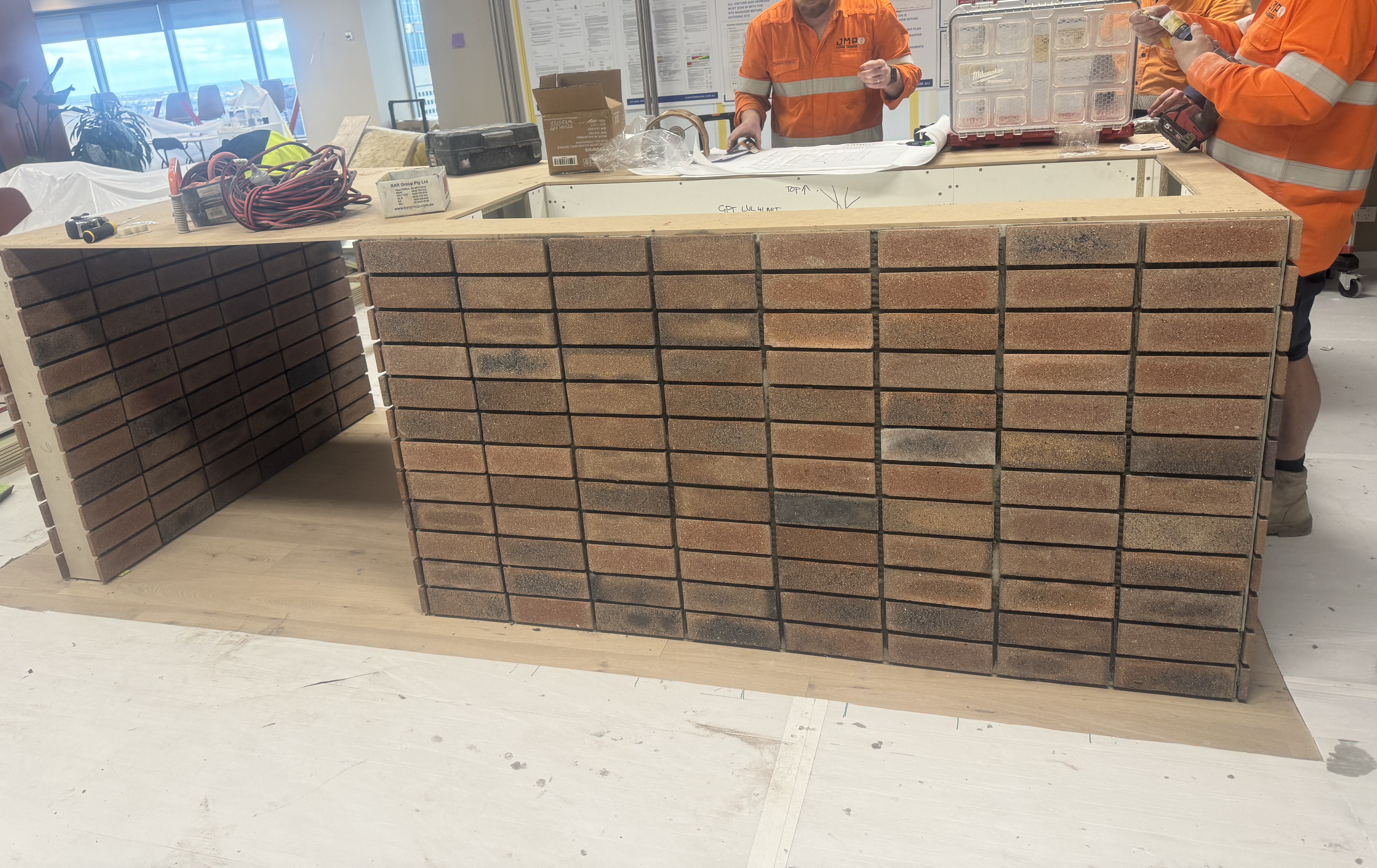 Commercial brick feature tiling in Melbourne, Victoria - gallery photo