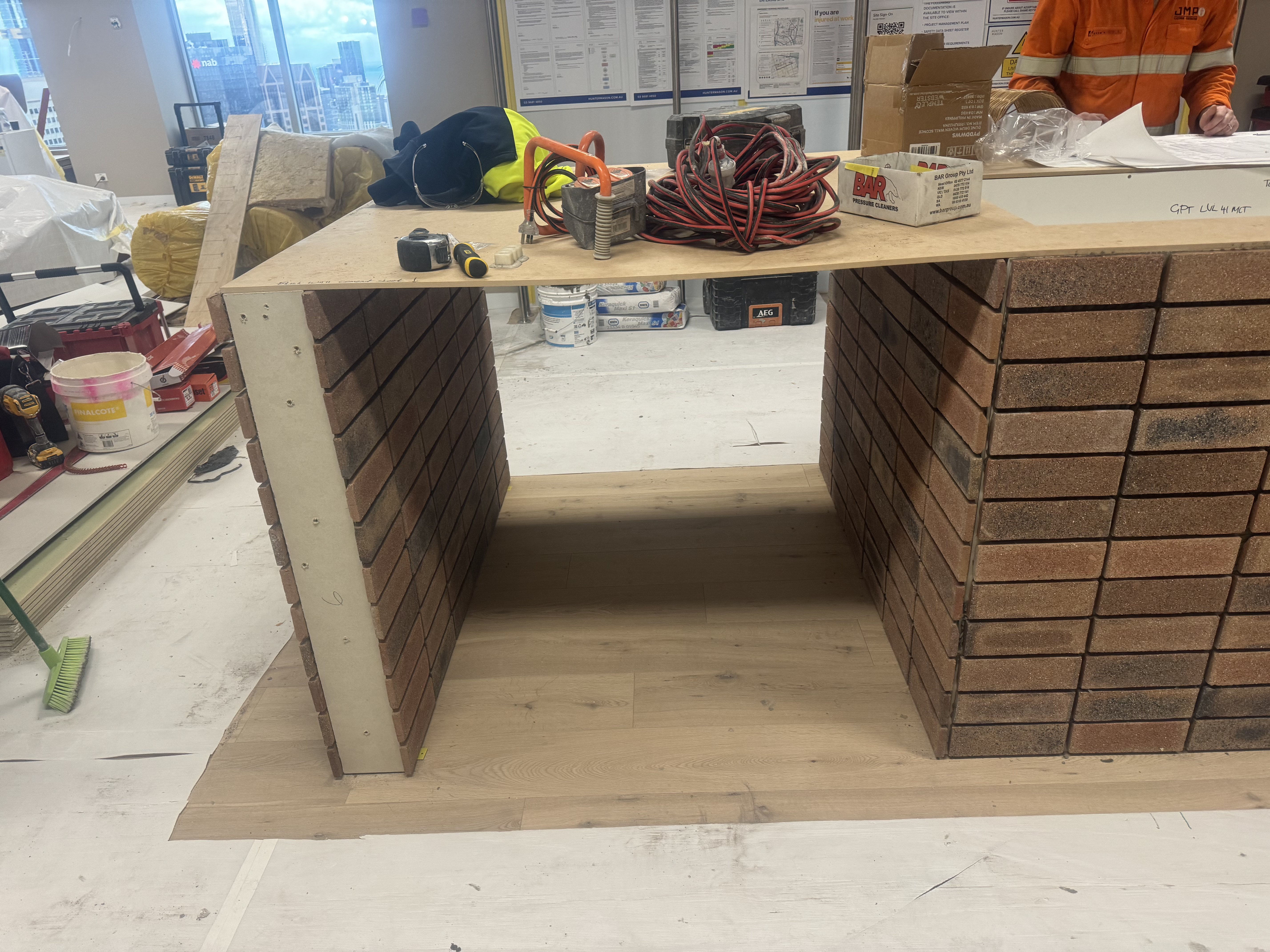 Commercial brick feature tiling in Melbourne, Victoria - gallery photo